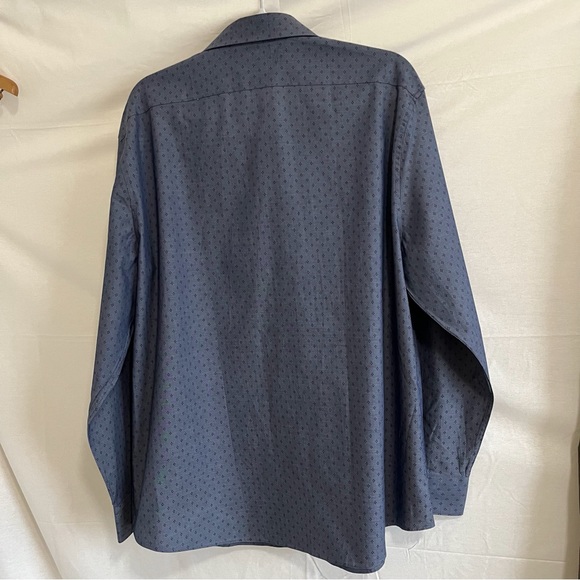 Original Penguin NWT Heritage Slim Fit Long Sleeve Blue Print Size 17 1/2 Shirt - Picture 2 of 9